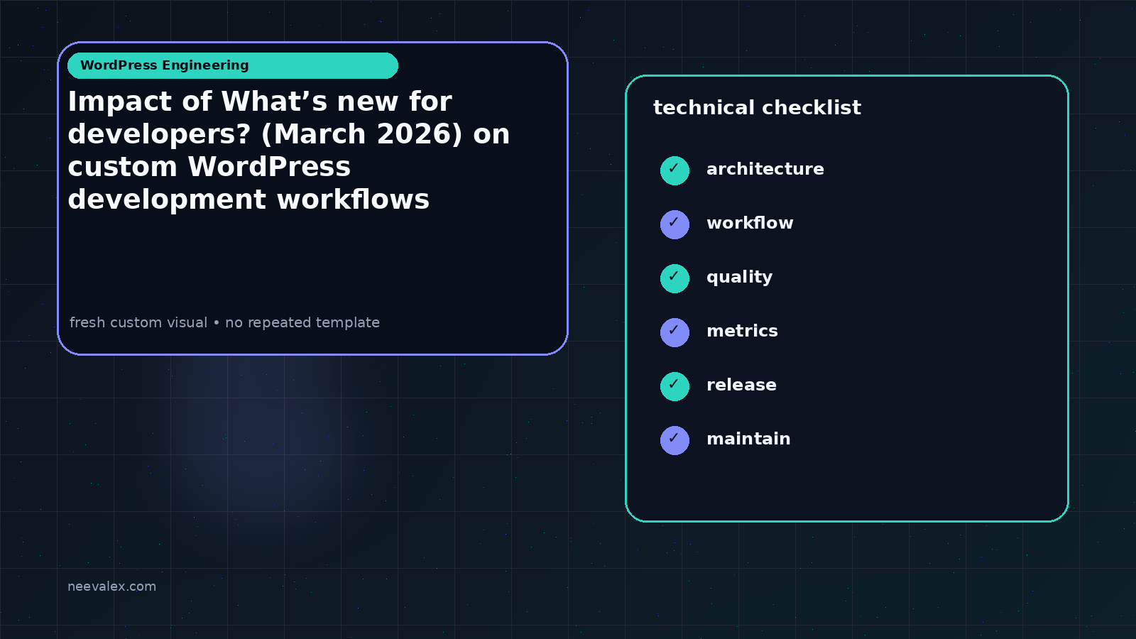 Main article image related to Impact of What’s new for developers? (March 2026) on custom WordPress development workflows