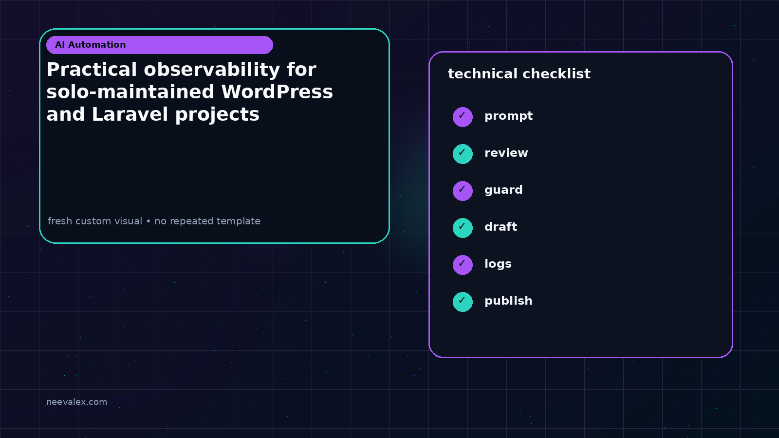 Main article image related to Practical observability for solo-maintained WordPress and Laravel projects