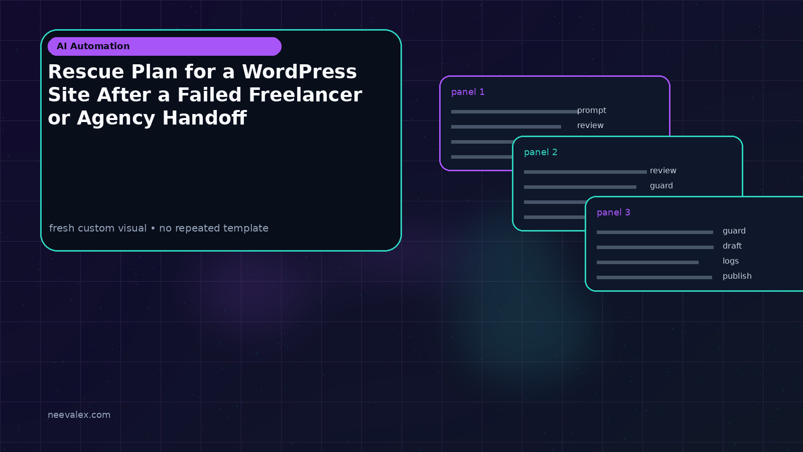 Workflow illustration for Rescue Plan for a WordPress Site After a Failed Freelancer or Agency Handoff