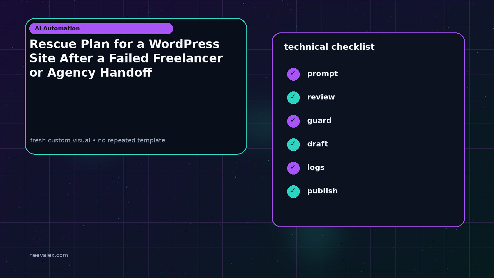 Visual example for Rescue Plan for a WordPress Site After a Failed Freelancer or Agency Handoff
