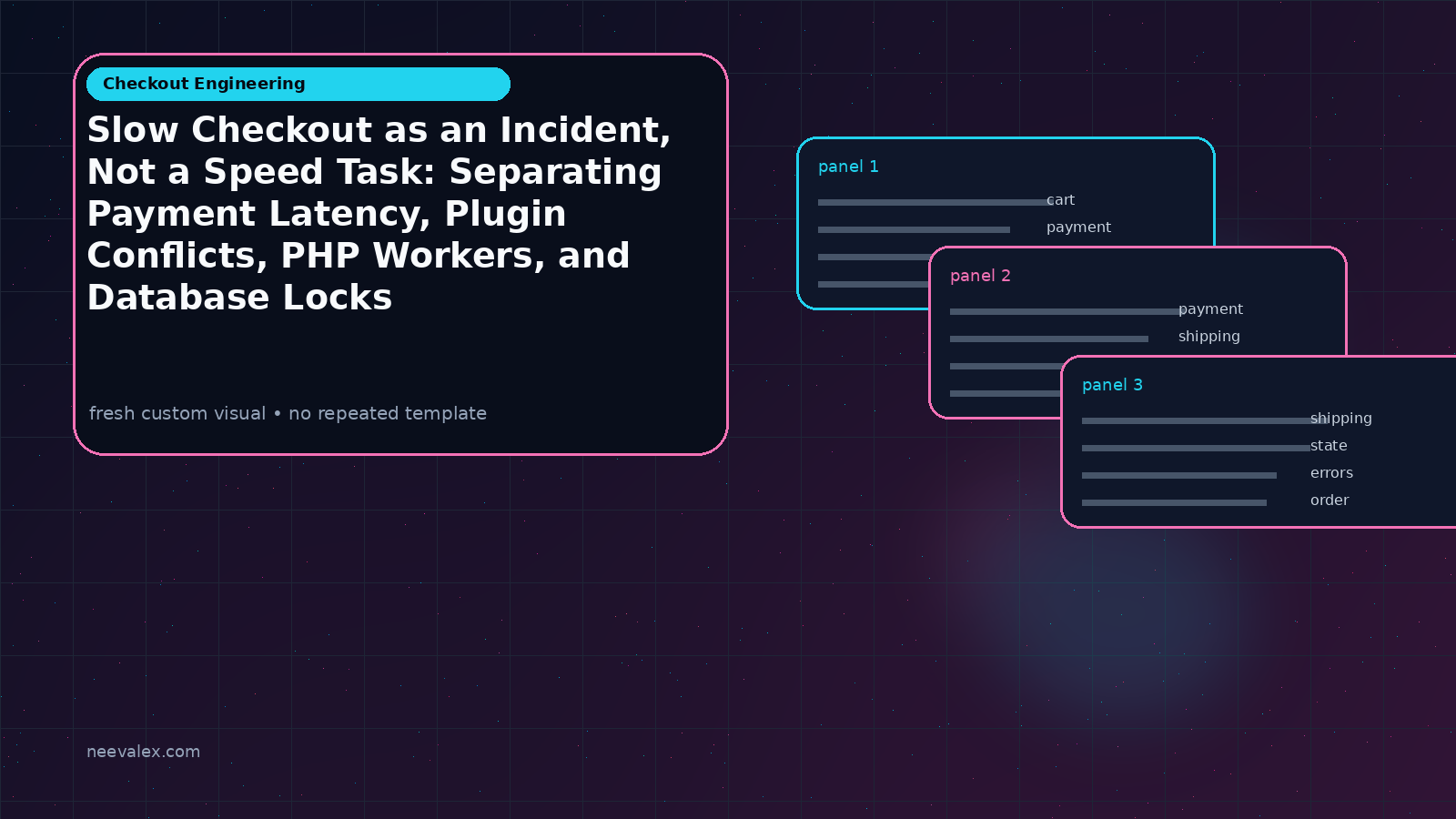 Visual example for Slow Checkout as an Incident, Not a Speed Task: Separating Payment Latency, Plugin Conflicts, PHP Workers, and Database Locks