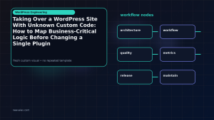 Generated visual related to Taking Over a WordPress Site With Unknown Custom Code: How to Map Business-Critical Logic Before Changing a Single Plugin