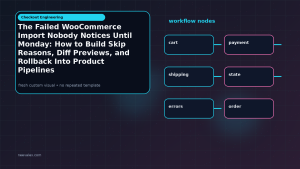 Generated visual related to The Failed WooCommerce Import Nobody Notices Until Monday: How to Build Skip Reasons, Diff Previews, and Rollback Into Product Pipelines