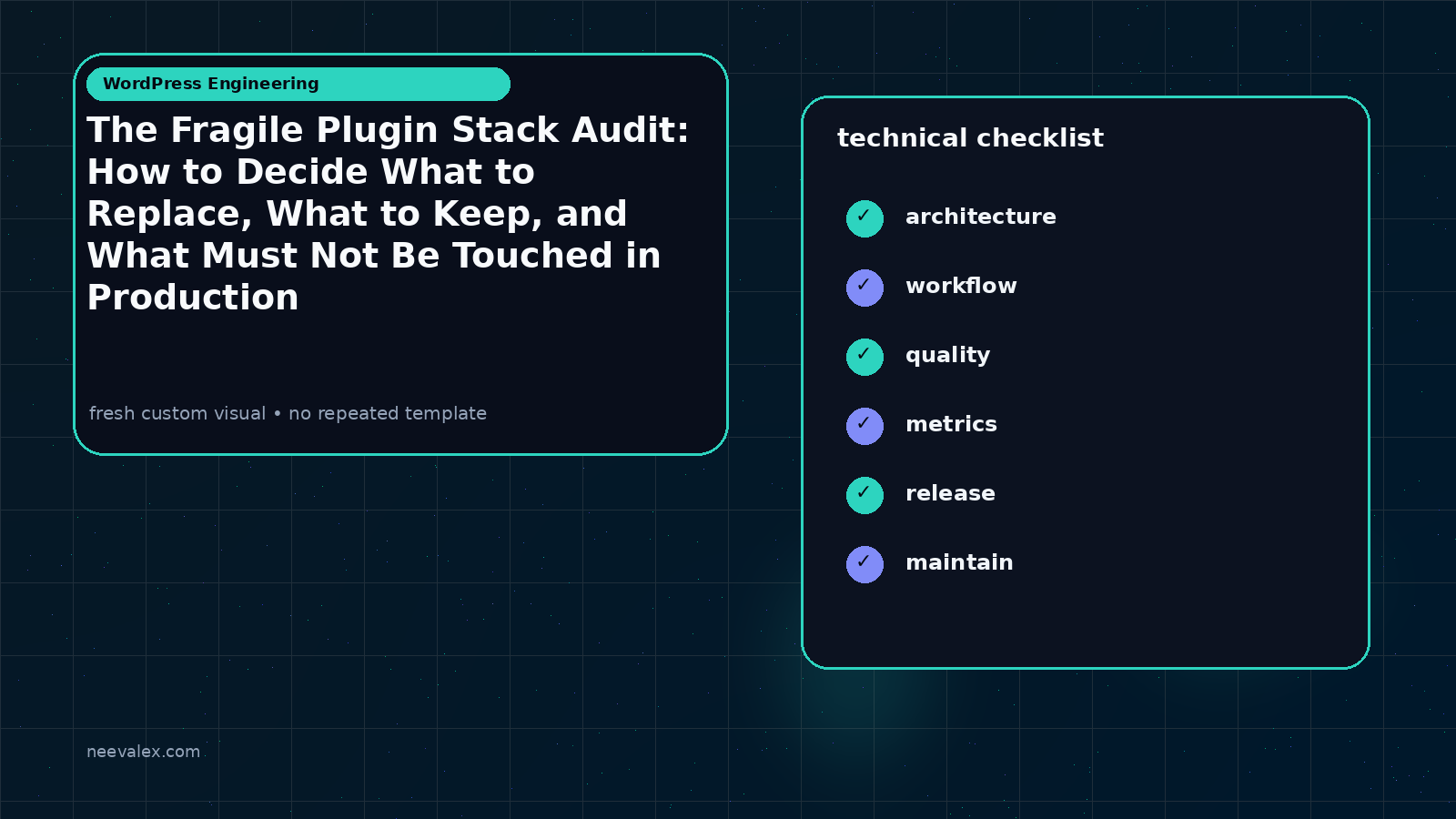 Visual example for The Fragile Plugin Stack Audit: How to Decide What to Replace, What to Keep, and What Must Not Be Touched in Production