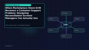 Generated visual related to When Marketplace Stock Drift Becomes a Customer-Support Problem: Designing Reconciliation Screens Managers Can Actually Use