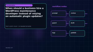 Generated visual related to When should a business hire a WordPress maintenance developer instead of relying on automatic plugin updates?