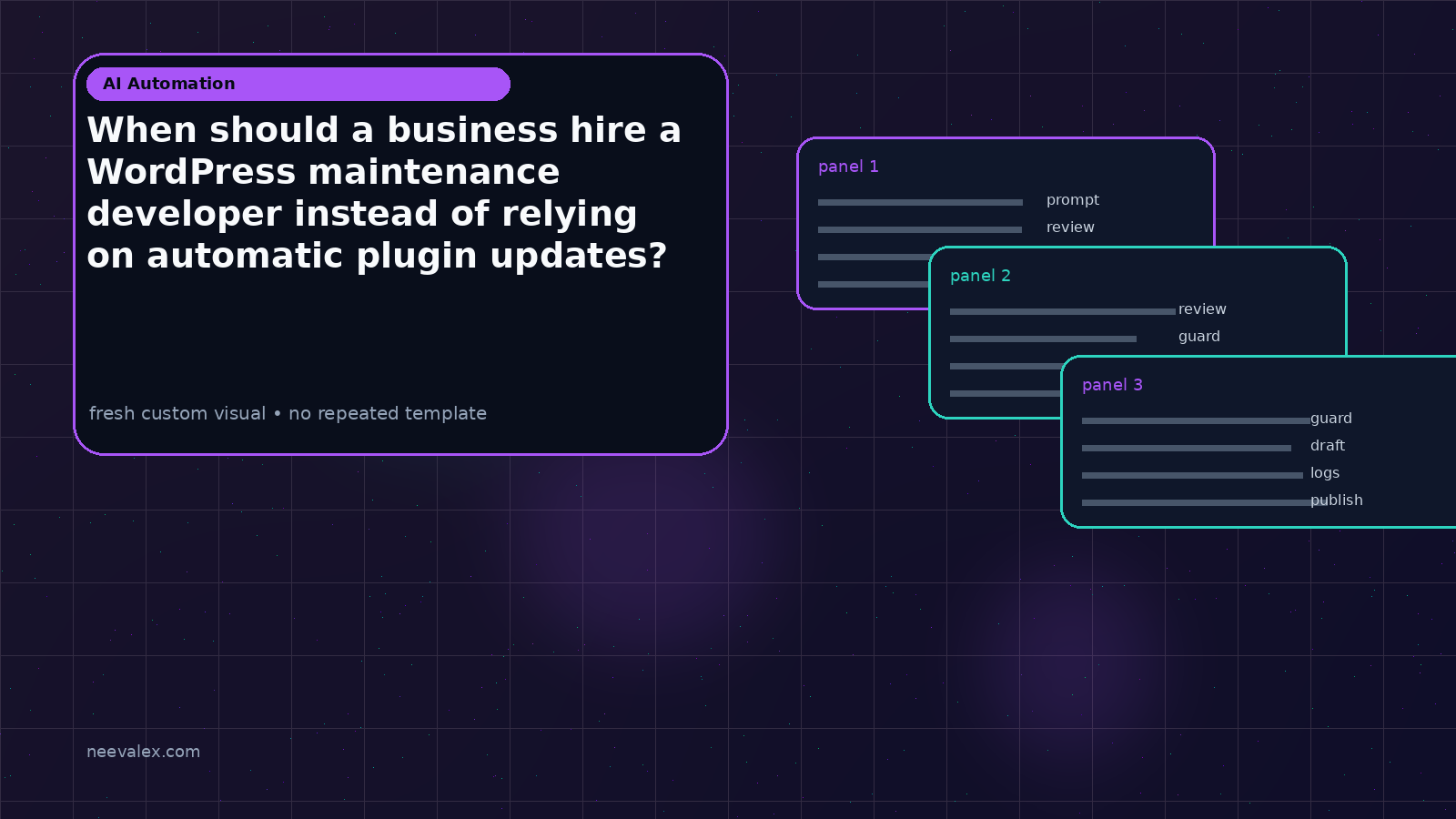 Visual example for When should a business hire a WordPress maintenance developer instead of relying on automatic plugin updates?