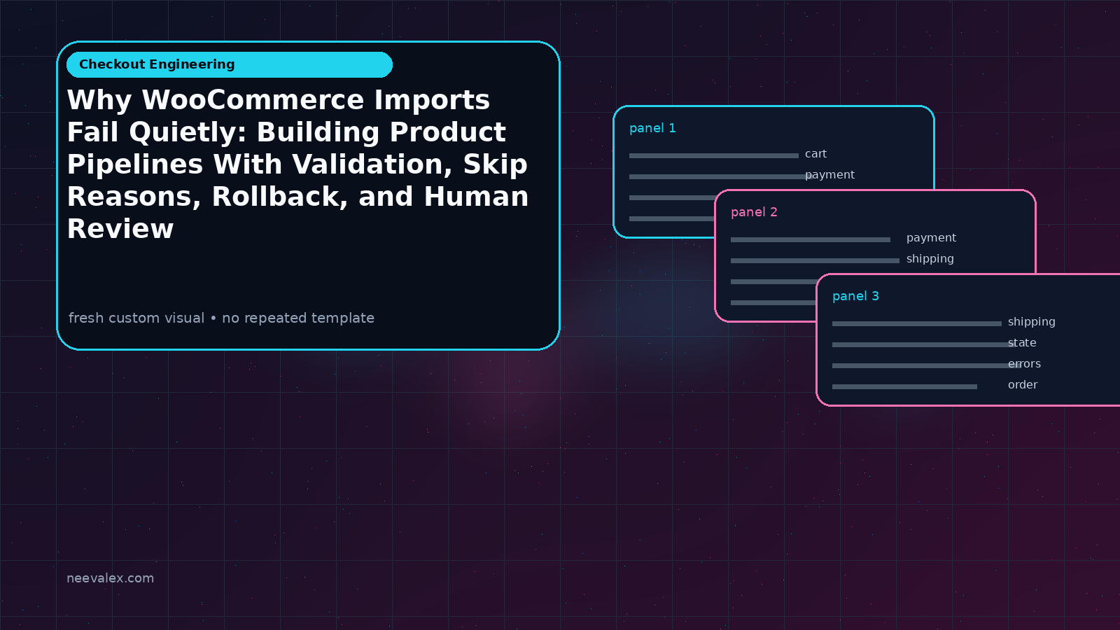 Visual example for Why WooCommerce Imports Fail Quietly: Building Product Pipelines With Validation, Skip Reasons, Rollback, and Human Review