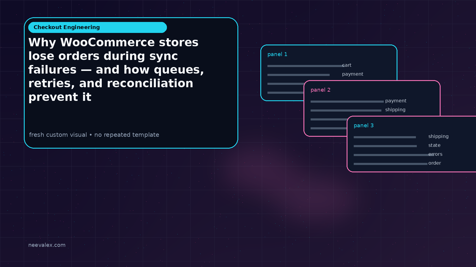 Workflow illustration for Why WooCommerce stores lose orders during sync failures — and how queues, retries, and reconciliation prevent it