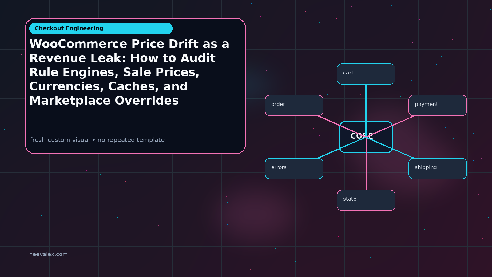 Visual example for WooCommerce Price Drift as a Revenue Leak: How to Audit Rule Engines, Sale Prices, Currencies, Caches, and Marketplace Overrides