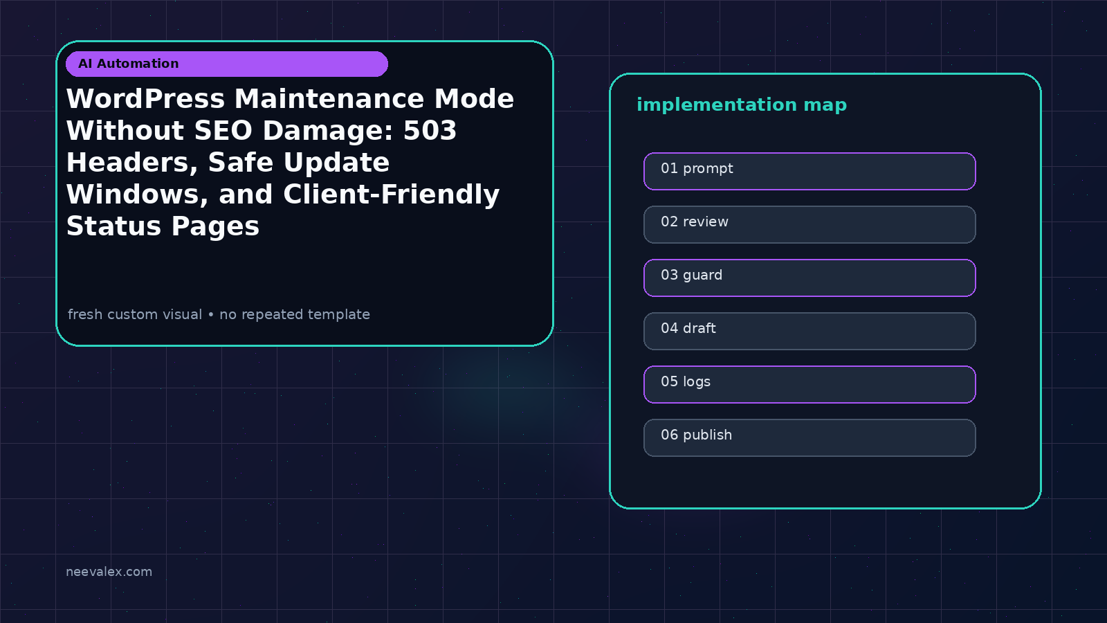 Main article image related to WordPress Maintenance Mode Without SEO Damage: 503 Headers, Safe Update Windows, and Client-Friendly Status Pages
